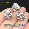 S999 Plata para el Pie Retro Palabra de Fortuna Pixiu Bestia Divina León Cuenta Despertadora Cuerda de Mano Tejida Collar Accesorios Hechos a Mano DIY