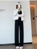 Pantalones de pierna ancha con protección solar de seda helada de verano, estrechos para mujer, rectos, de cintura alta, adelgazantes, transpirables, casuales, colgantes, colgantes