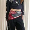 Pañuelo Rojo Estampado Estilo Étnico Vintage para Mujer, Pañuelo de Cintura Estampado de Diseño Único con Acabado de Lujo, Pañuelo Cuadrado Pequeño de Moda