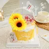 Decoración de Pastel para el Día del Maestro 2025 Girasol Adornos de Girasol Gratitud al Maestro Flores de Durazno y Ciruelo Eternas en Todo el Mundo Enchufe