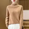 Suéter de punto raglán para mujer, nuevo estilo de lujo ligero para otoño e invierno, 100% lana, de cuello semi-alto, suelto y adelgazante, camisa base de punto