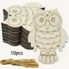 Em Estoque Urso Coração de Madeira Fatia de Madeira DIY Decoração de Animal de Desenho Animado Pingente de Madeira Decoração de Festa em Casa 10 peças