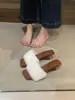 Sandálias elegantes de salto alto peludas estilo francês para mulheres, 26 sandálias de plataforma estilo fada com bico aberto e quadrado para mulheres