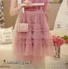 Conjunto de Vestido de Verão para Meninas 2025 Novo Estiloso Camiseta de Manga Curta Vestido de Princesa em Renda Conjunto de Duas Peças