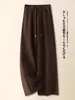 Pantalones de Acetato y Cachemira con Cintura Elástica para Mujer, Pantalones Casuales de Lana para Otoño e Invierno, Nuevo Estilo 2026, Pantalones Largos de Pierna Ancha Estilo Perezoso