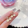Brincos Coração de Pedra Olho de Gato Suave e Doce Estilo Francês, Moda de Nicho Exquisita com Temperamento, Estilo de Férias, Brincos Versáteis para o Dia a Dia
