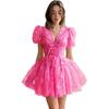 Vestido Pequeno para Mulheres Amazon Ebay 2026 Novo Floral Emagrecedor Decote V Curto Sexy Vestido Usável no Dia a Dia