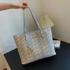 Bolso textil de moda para mujer, gran capacidad, novedad de verano 2024, bolso de hombro sencillo y combinable, bolso de mano elegante para ir al trabajo.