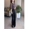 23137-1 Da Ai Mei Yi Yuan Primavera/Verano 2026 Nuevo Top de Gasa con Cuello Redondo y Mangas Medias Pantalones Largos de Cintura Alta con Abertura para Mujer