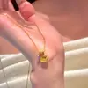 Colar com Pingente de Caqui Mini Bolha Diamante Desenho Animado Fofo para Mulheres, Luxo Leve, Alta Qualidade, Nicho, Corrente de Suéter com Temperamento Doce