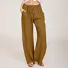 Pantalones Casuales Holgados de Pierna Ancha con Cintura Elástica Larga de Lino para Mujer Tallas Grandes 2023 Amazon Ebay Aliexpress