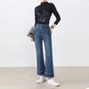 Promoção Especial de Liquidação, Esgotado, Sem Reposição. Calça Jeans Flare de Cintura Alta para Mulheres, Elástica e Versátil, Tamanho Petite, Calça Flare Reta Cropped
