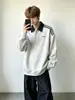 Outono 2026 Nova Camisa Polo Masculina Estilo Coreano Solta Casual Gola Lapela Bloco de Cores Simples Moda para o Trabalho Roupas Masculinas