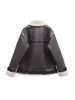 Ropa de abrigo transfronteriza 2026, nuevo estilo callejero europeo y americano para otoño e invierno, chaqueta retro para mujer con cinturón, combinación de piel sintética y cuero, estilo casual