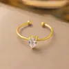 Joyería Vintage de Acero Inoxidable Oro de 18K Acero Titanio Anillo Abierto No se Desvanece Nicho para Mujer Sensación de Alta Gama