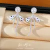 Aretes de perla con pasador de aguja de plata y circón, diseño de moño con goteo de aceite, multi-uso, aretes elegantes para el día a día con un toque de lujo ligero y alta gama
