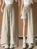 Pantalones anchos de cintura alta estilo coreano para mujer, nuevo modelo verano 2026, cordón, corte holgado, adelgazante, con caída, ligeros, casuales hasta el suelo
