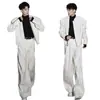 Moda Americana Trendy Simple Textura de Lujo Ligero Otoño Nuevo Conjunto de Dos Piezas para Hombre: Chaqueta con Cuello Alto y Pantalones Rectos Casuales