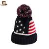 Popular Invierno Europeo y Americano Gorro de lana para Niños Gorro de punto con pompón de bandera americana y británica gorro de bebé JDKM-01