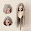 346 Pontos Bjd Ye Luoliwa Usa Acessórios de Cabelo Pequena Boneca de Pano Cabelo Longo Liso Repartido no Meio de Seda Macia para Vestir Peruca