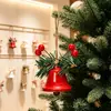 Adorno de campana metálica navideña, pentagrama hueco con cinta a cuadros, campana grande, colgante de decoración DIY para árbol de Navidad