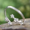 Esquecer-me-não vertical S925 Sterling Silver Ring Mulheres Fresh Pastoral Estilo Handmade Design Explosivo Anel de Abertura