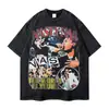 Camiseta Americana Retro High Street Verão Masculina Manga Curta Ins Solta Casal Europeu e Americano Hip-Hop Floral Preto Outro