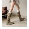 Botas Altas de Felpa para Mujer 2026 Otoño Invierno Nuevo Estilo Aumento Interno de Altura Punta Puntiaguda Hace que las Piernas Parezcan Delgadas Botas Apiladas Botas de Montar Botas Largas de Moda