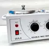 Máquina transfronteriza de cera de doble quemador para salones de belleza, olla para derretir cera de parafina con temperatura ajustable, máquina de calentamiento para depilación con cera de abeja y barro, venta al por mayor