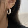 Aretes franceses retro simples de metal brillante redondos geométricos de tuerca, aretes de temperamento moderno estilo cool