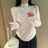 Suéter básico de punto de manga larga con cuello medio para mujer, nuevo estilo otoño/invierno, adelgazante y versátil, top de moda, talla única