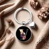 Chaveiro de Flor Rosa Mais Vendido no Exterior Letra A-Z Moda Retrô Pedra do Tempo Chaveiro de Carro Personalizado Atacado