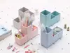 Haocai color macarrón para lápices de almacenamiento, desmontable, 4 compartimentos, plástico, cubo de lápices multifuncional, caja de almacenamiento de escritorio, suministro directo