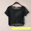 2017 Comercio exterior AliExpress venta caliente multicolor malla grande transparente sexy cuello redondo Hueco Camiseta