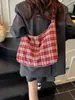 Bolso Bandolera para Mujer 2025 Nuevo Retro Cuadros Cremallera Bolsa de Lona Gran Capacidad Casual Versátil Bolso de Hombro Cuadros