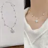 Colar Pingente Floco de Neve de Pérola e Diamante Estilo Cool de Luxo Leve Corrente de Clavícula Elegante e Exquisite para Mulheres Colar da Moda de Alto Padrão