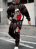 Moletom com capuz masculino estampado de Natal casual transfronteiriço, esportivo, de corte solto, conjunto de duas peças masculino moderno outono/inverno, em estoque