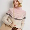 Suéter Base de Punto Grueso con Mangas Largas, Cuello Medio Alto, Nuevo Estilo Otoño e Invierno, Jersey de Ganchillo de Siete Puntos para Mujer, Hecho de Cachemira