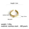 Anillo vintage versátil transfronterizo europeo y americano con turquesa y perlas, anillo abierto de acero inoxidable chapado en oro de 18 quilates