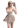 Lencería sensual para mujer, camisón sexy de encaje con aros calados, ropa de dormir transparente push-up para momentos apasionados en la cama, no es necesario quitarla