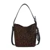 Bolso de moda de nicho con estampado de leopardo para mujer 2026 nuevo súper popular versátil bolso cruzado otoño e invierno bolso de mano vintage bolso tipo cubo