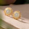 Brincos de prata esterlina S925 Hetian jade Jade Sul vermelho retro personalidade temperamento padrão oco brincos femininos brincos