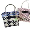 Cesta de Vegetais Pura Artesanal Bolsa Grande de Mão Sacola de Compras Armazenamento para Férias Piquenique Azul Nova Bolsa Feminina 2025