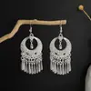 [Selección Premium] Pendientes Estilo Étnico de Minorías Vintage con Plata de Minorías Étnicas, Pendientes Largos Colgantes Florales Estilo Bohemio Único