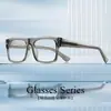 Armazón de Gafas para Hombre Tr con Filtro de Luz Azul Nuevo Marco Cuadrado Pequeño Borde Grueso Estilo Europeo y Americano Gafas sin Graduación con Patillas de Acetato 60038