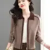 Cárdigan Suéter para Mujer 2025 Primavera y Otoño Nuevo Estilo Cremallera Doble Prendas de Abrigo Moda Solapa Corto Tejido Cardigan Delgado de Moda