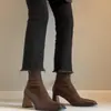 Botines de tacón grueso estilo coreano, ajuste ceñido, para mujer, nueva colección otoño/invierno 2026, botines elásticos, botas de mujer a la moda y retro