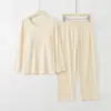 Nuevo Conjunto de Pijama de Dos Piezas para Mujer de Primavera y Otoño con Almohadillas en el Pecho, Conjunto Casual Suelto Simple Talla Grande para Casa