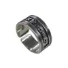 Anillo de Seis Palabras Mantra Toffee Plateado para Hombre, Plata Tailandesa, Estilo Ins, Diseño Original Retro Personalizado, Anillo Abierto Simple de Nicho