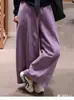 Calça de Algodão Titânio Branca de Perna Larga para Mulheres, Novo Estilo de Verão, Caimento Solto, Calça Balão Emagrecedora, Tamanho Grande, Calça Estilo Coreano